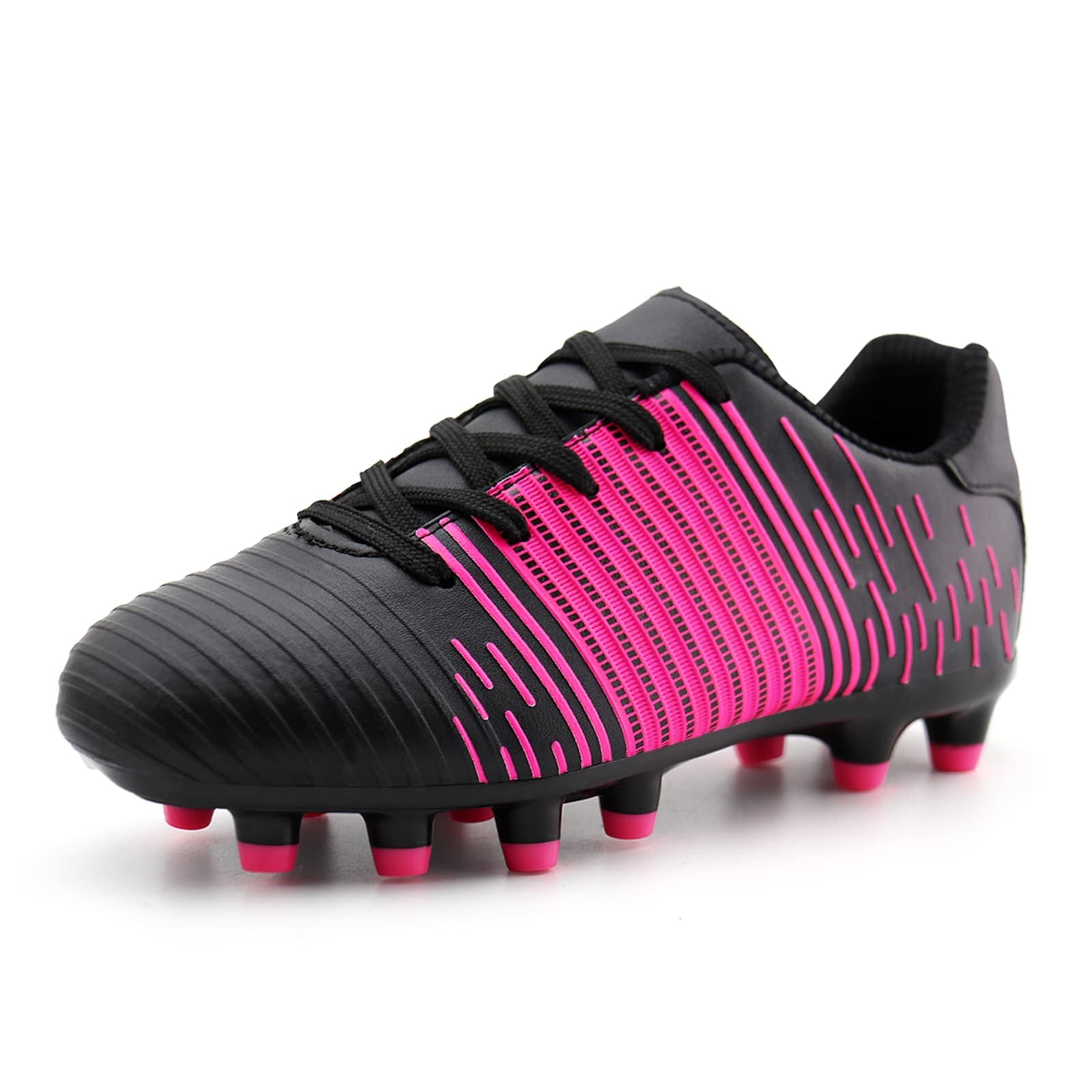 Boys Girls Soccer Cleats Size 2 Black/Fuchsia Athletic Shoes