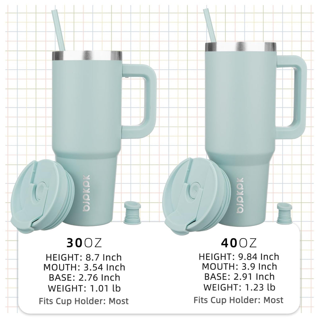 BJPKPK 30 Oz Insulated Tumbler w/ Handle, Stainless Steel, Blue Haze