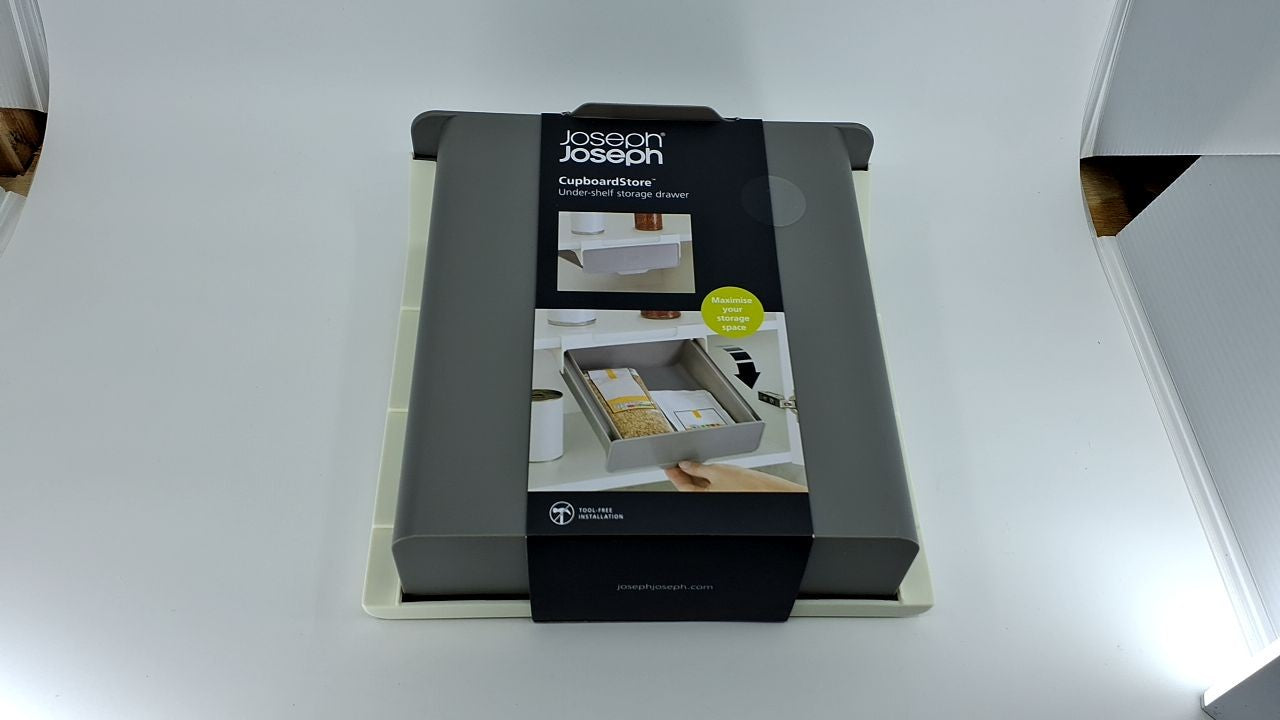 Joseph Joseph Under Shelf Drawer, Kitchen Cabinet Organizer, Gray/White