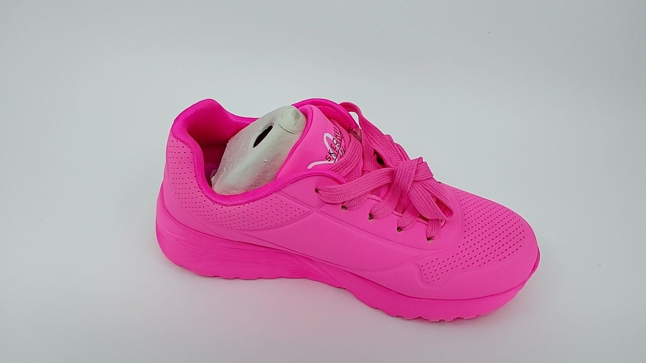 Skechers Girls UNO LITE-Metallic Love Sneaker, HotPink/Multi, 1 Little Kid