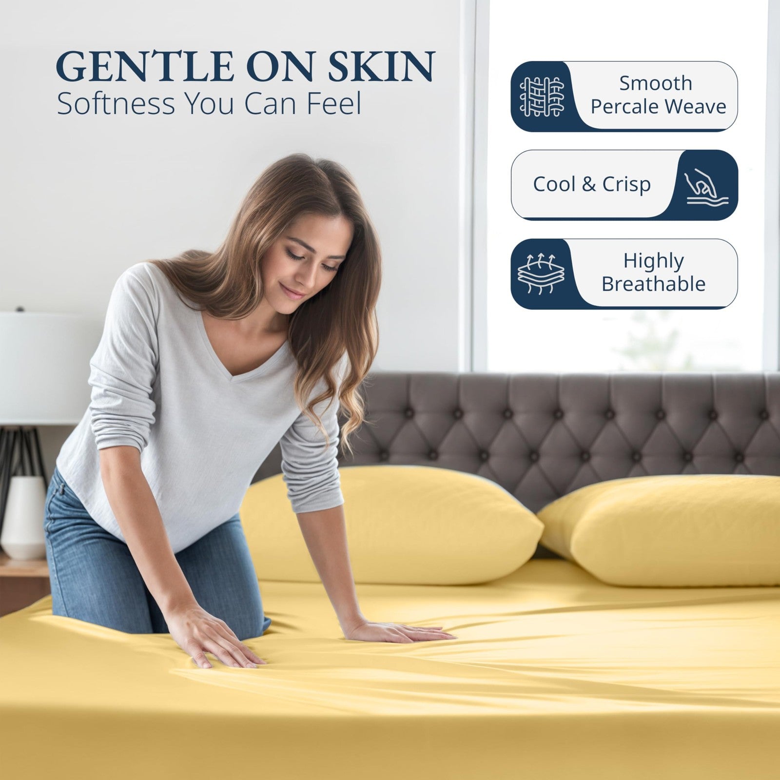 King Size Fitted Sheet 100% Organic Cotton w/ 2 Pillowcases