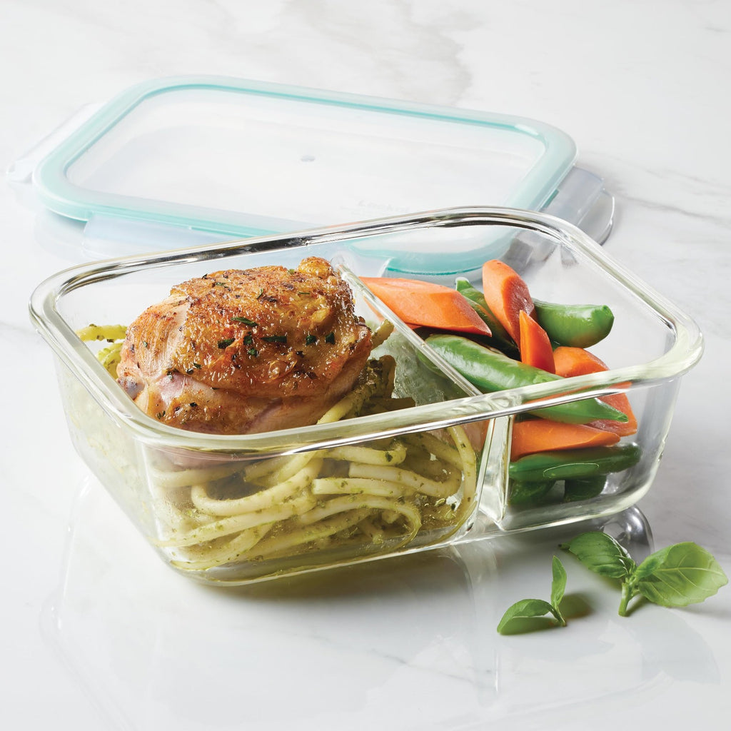 25 Oz Clear Glass Food Storage Container w/ Divider - Lock & Lock