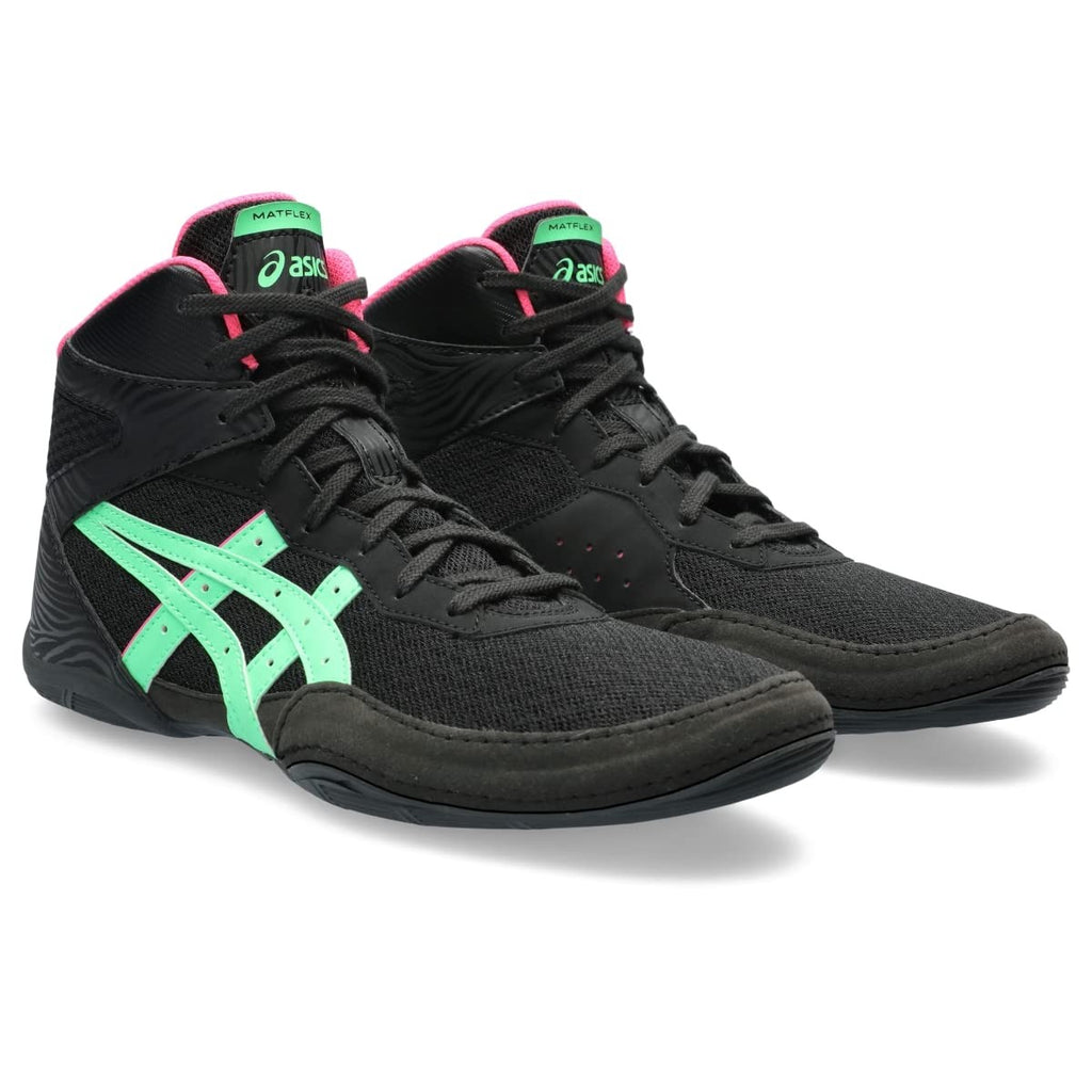 ASICS Men's Matflex 7 Wrestling Shoes, 12, Black/New Leaf