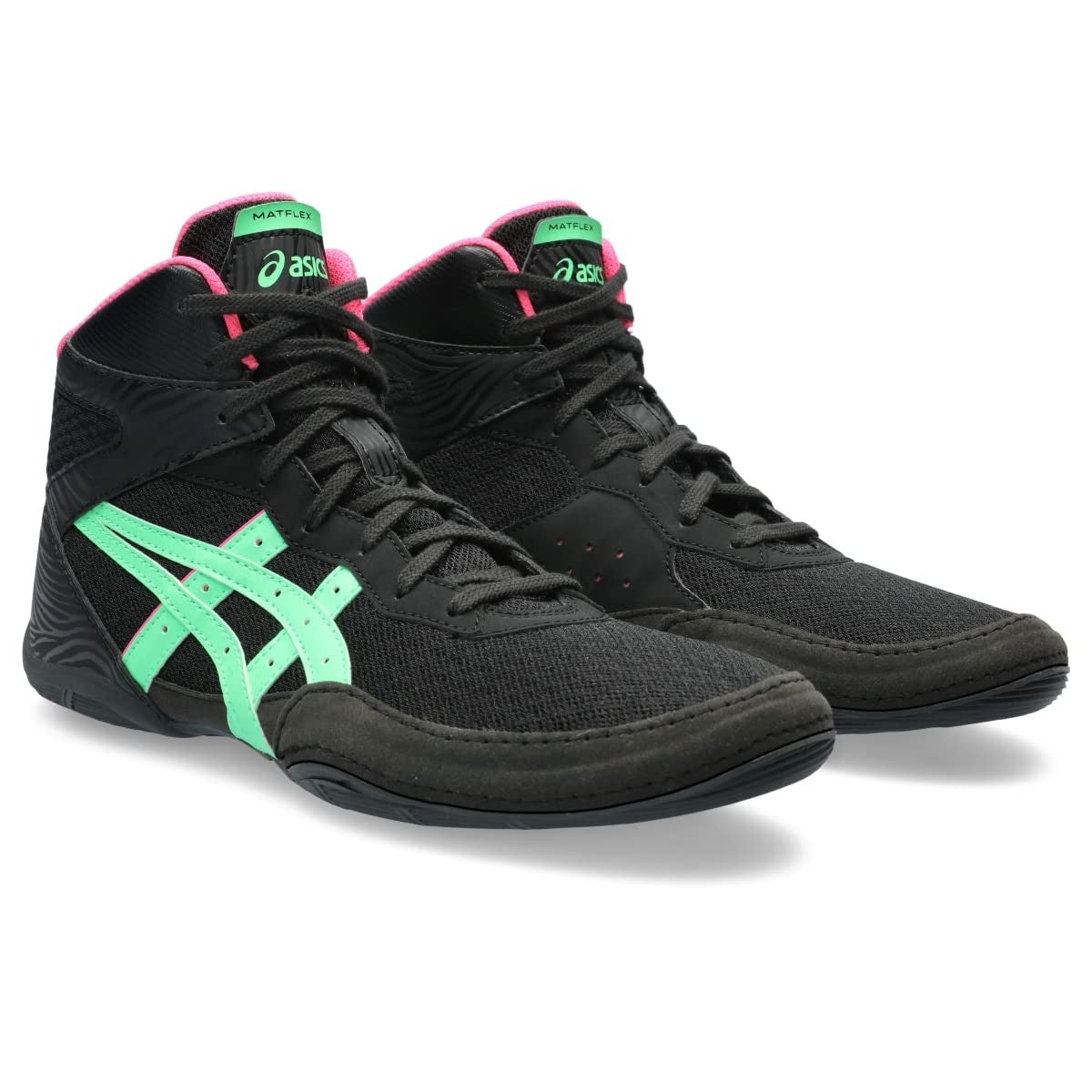 ASICS Men's Matflex 7 Wrestling Shoes, 12, Black/New Leaf