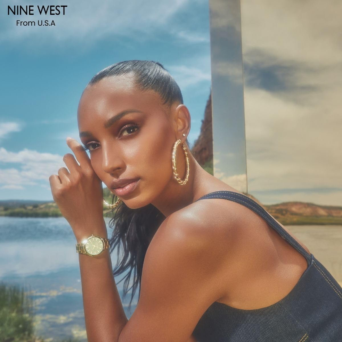 Nine West Dress Watch (Model: NW/2336GNGB), Green/Gold