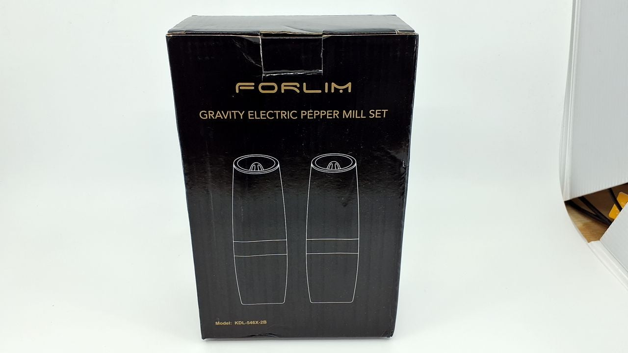 Automatic Salt & Pepper Grinder Set w/ LED Light, Black, Adjustable Coarseness