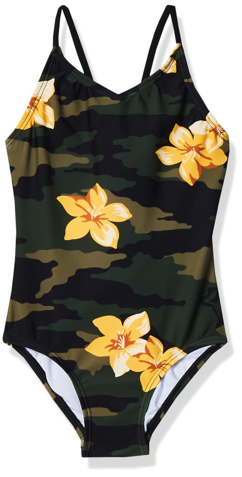 Girls Daisy Beach Sport Swimsuit Rylie Army Green 14 by Kanu Surf