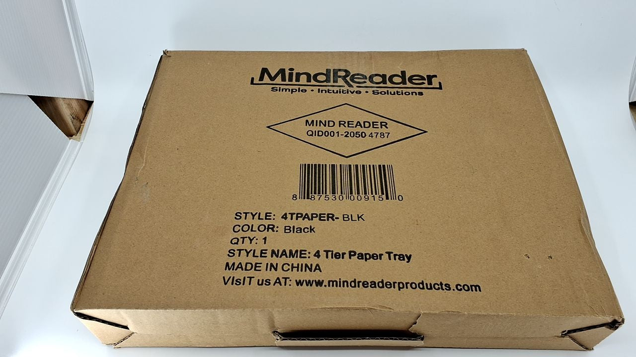 Black 4-Tier Paper Tray, Desk Organizer, Metal Mesh, 12L x 13.75W x 12.5H