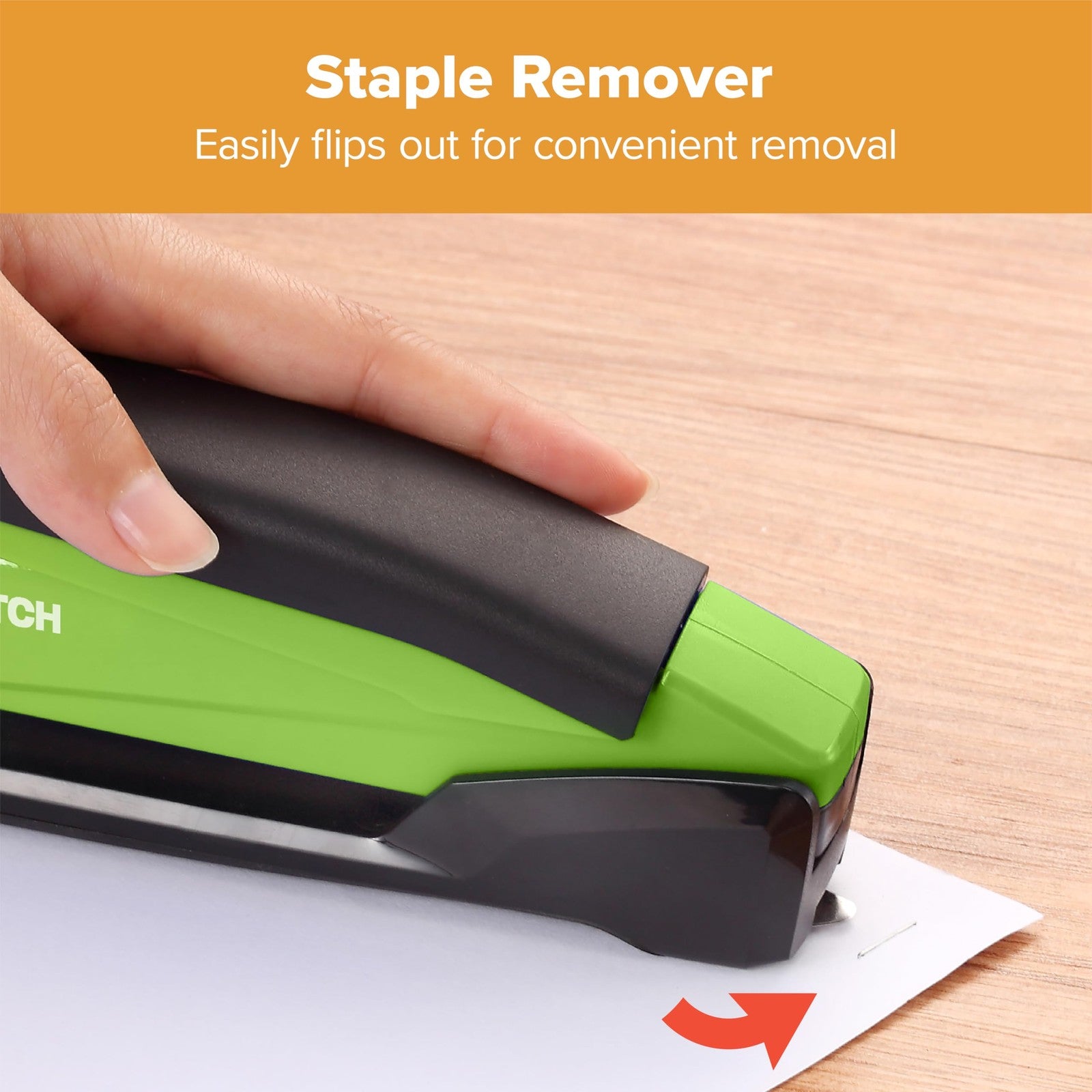 One Finger Spring Stapler, 20 Sheet Capacity, Green, Jam-Free Performance