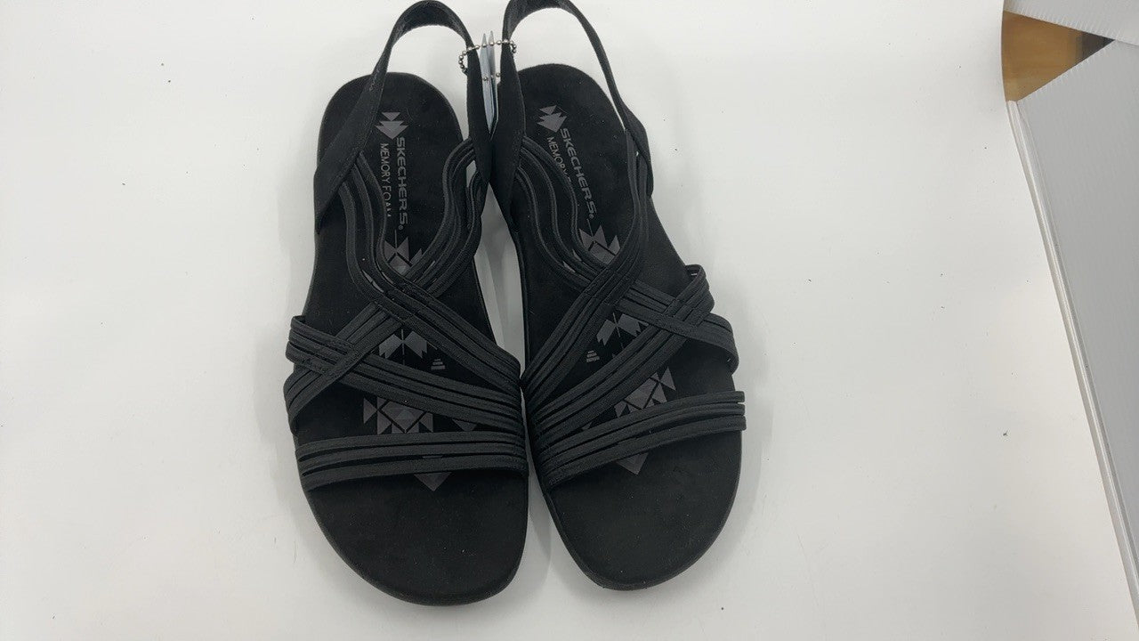Skechers womens Reggae Slim Simply Stretch Sport Sandal, Black, 9 US