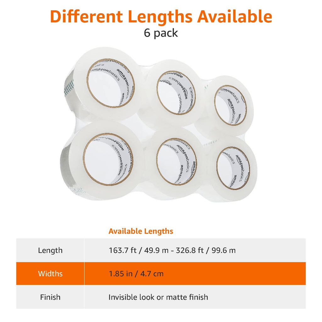 Clear Packing Tape 1.88" x 109 Yards, 6-Pack for Moving & Shipping