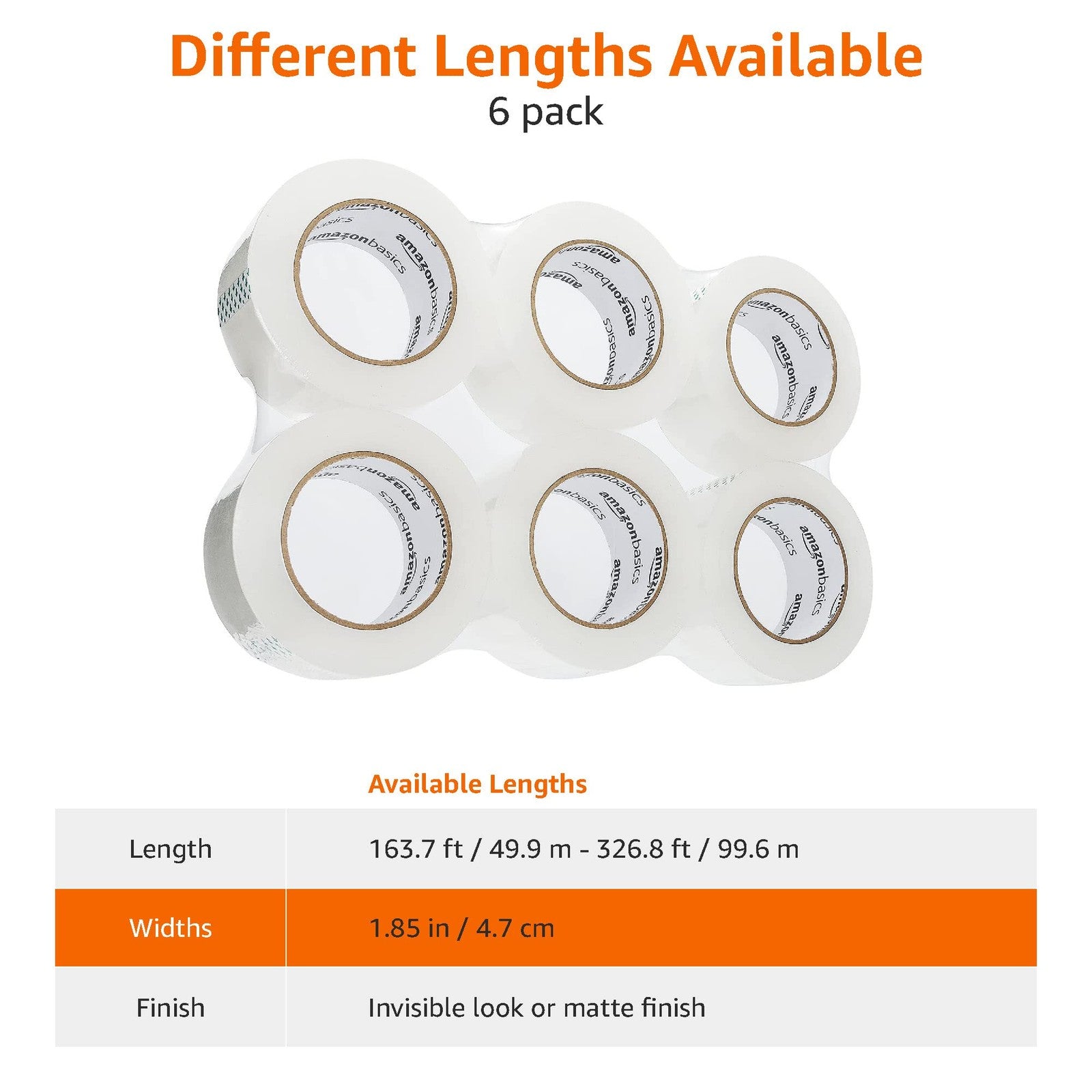 Clear Packing Tape 1.88" x 109 Yards, 6-Pack for Moving & Shipping