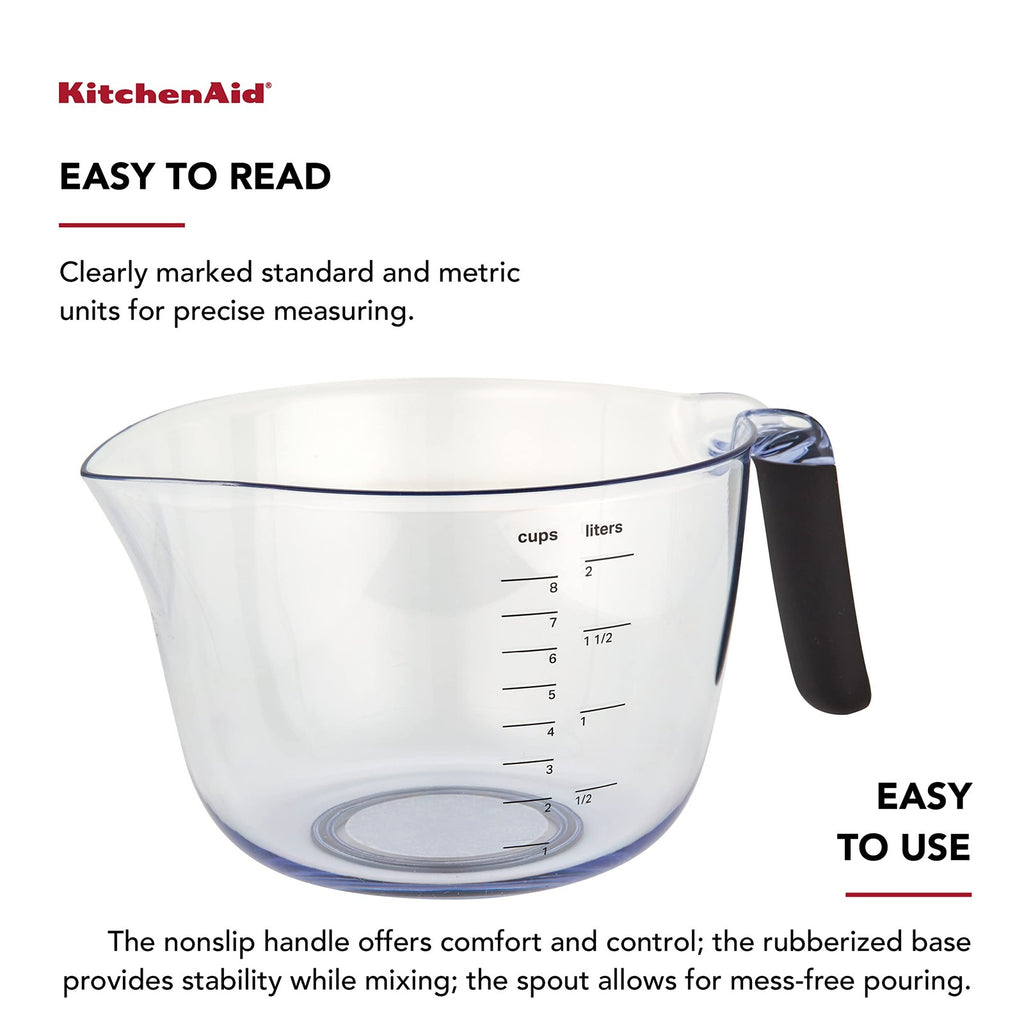 KitchenAid Universal Plastic Batter Bowl, 8-Cup, Onyx Black