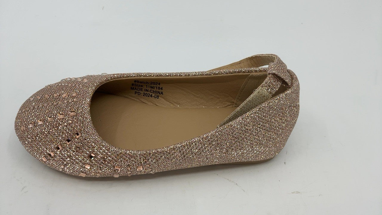 GINFIVE Toddler Girls Ballerina Flats Size 11 Champagne Mary Janes