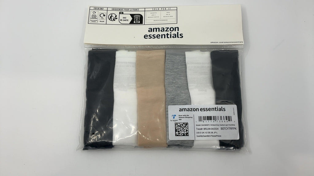 Women's Cotton Bikini Panties, 6-Pack, Black/Grey Heather/Light Pink/White
