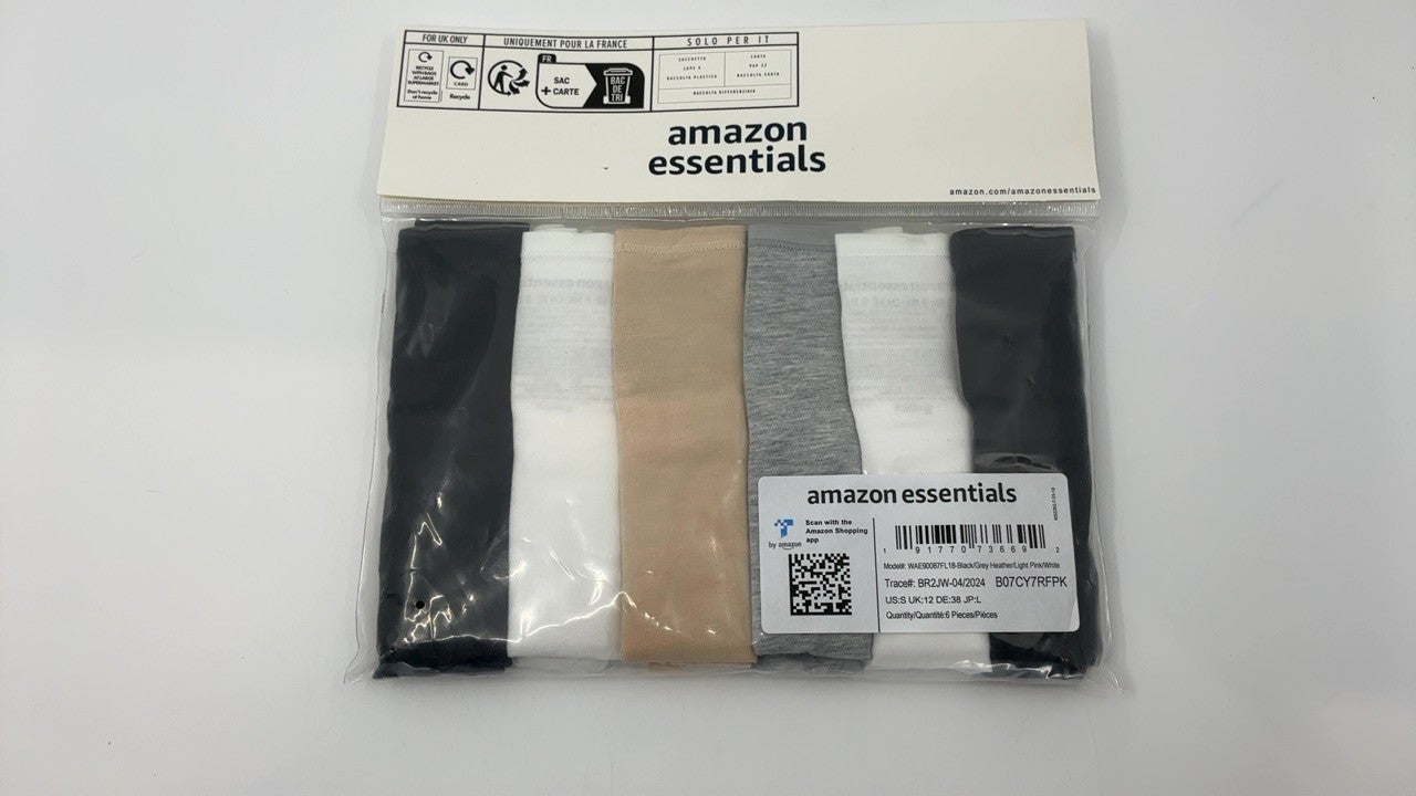 Women's Cotton Bikini Panties, 6-Pack, Black/Grey Heather/Light Pink/White
