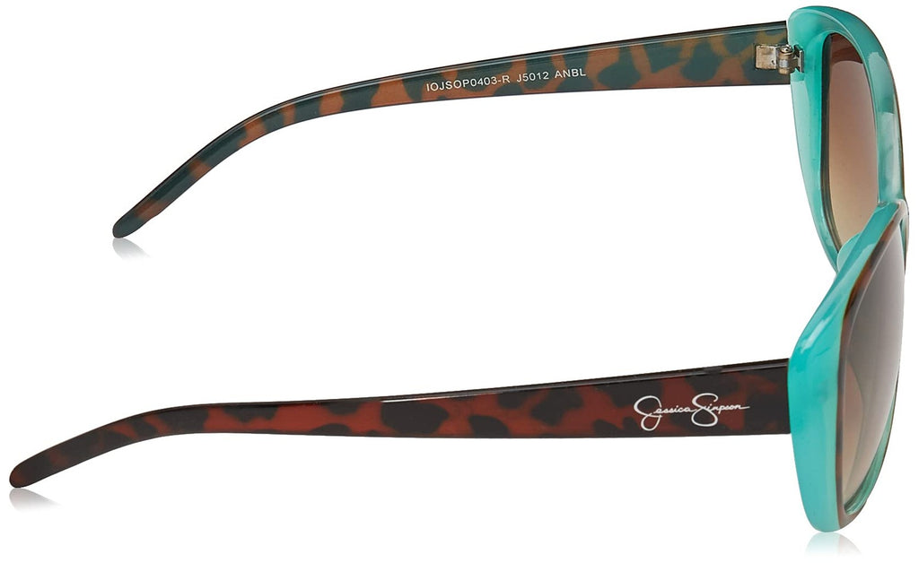 Jessica Simpson Women's Cat Eye Sunglasses, UV400, 56mm, Animal & Blue