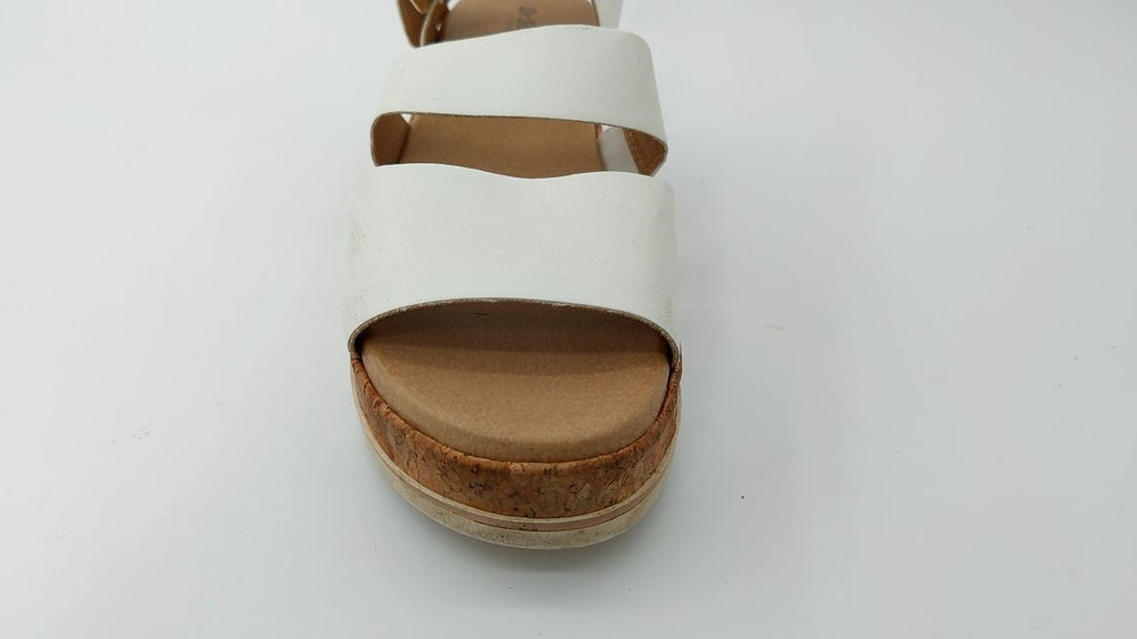Dr. Scholl's Womens Espadrille Platform Wedge Sandal White/Cork 7.5