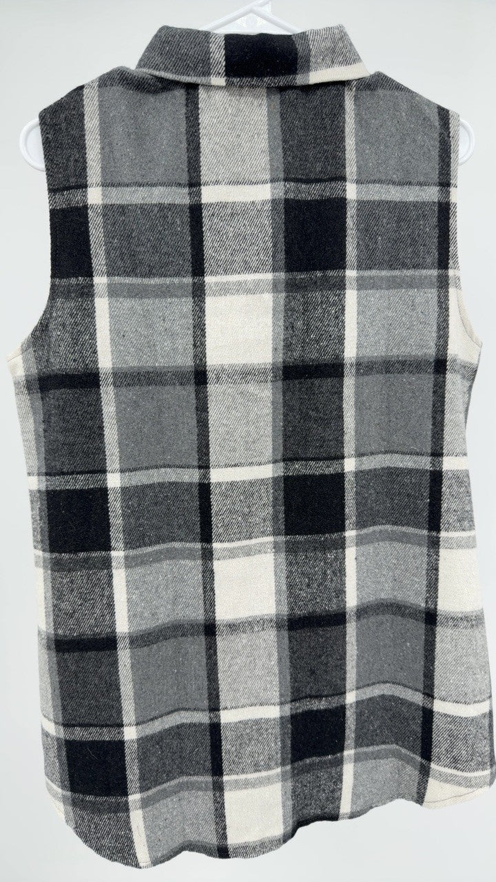 Plaid Button Up Vest Coat