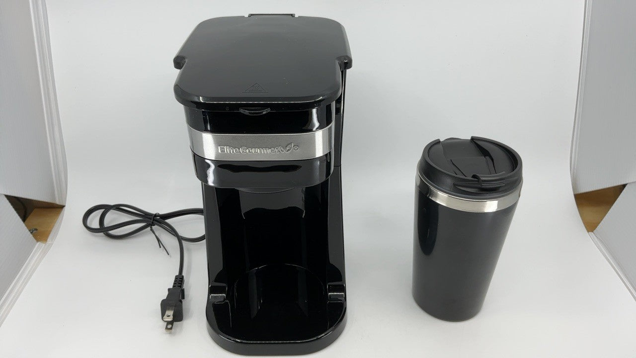 Elite Gourmet EHC114 Single Serve Coffee Maker w/ 14Oz Travel Mug, Black