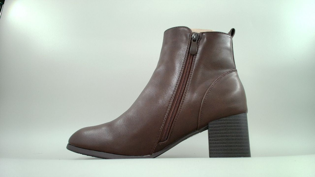DREAM PAIRS Women's DAB212 Elastic Gore Chelsea Boots,Brown/PU,Size 8.5