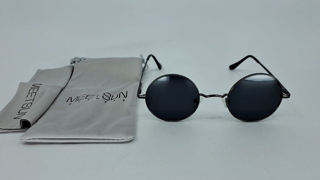Small Round Polarized Sunglasses Grey Retro Vintage Circle Style