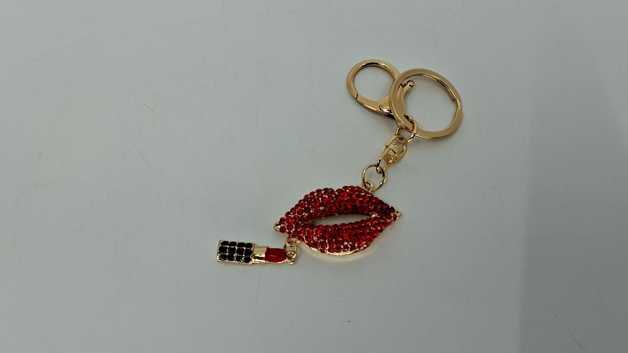 Fashion Lipstick Keyring, Colorful Crystal Purse Charm Decoration