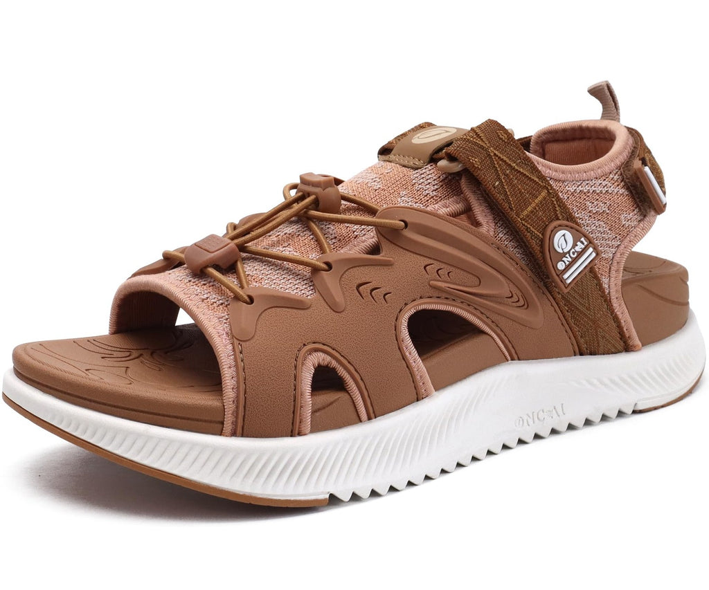 Women's Adjustable Sport Sandals Khaki/White Size 12 for Plantar Fasciitis