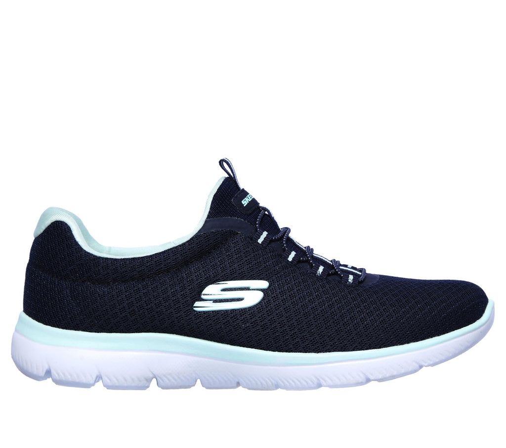 Skechers womens Summits Sneaker, Navy/Aqua, 10 Wide US