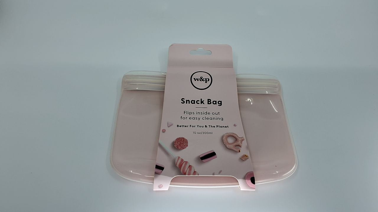 W&P 10oz Silicone Snack Bag, Blush, Microwave & Dishwasher Safe