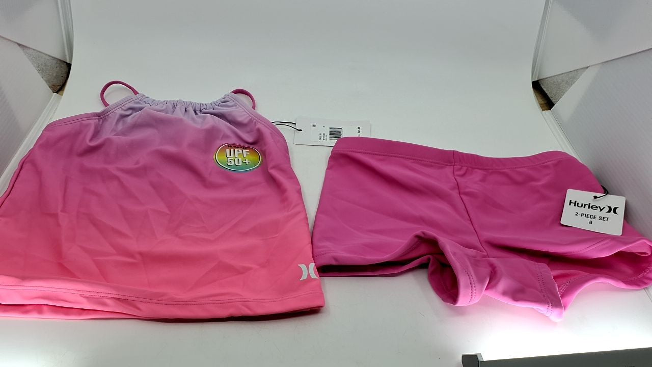 Hurley Girls Tankini 2-Piece Swimsuit, China Rose/Boyshort