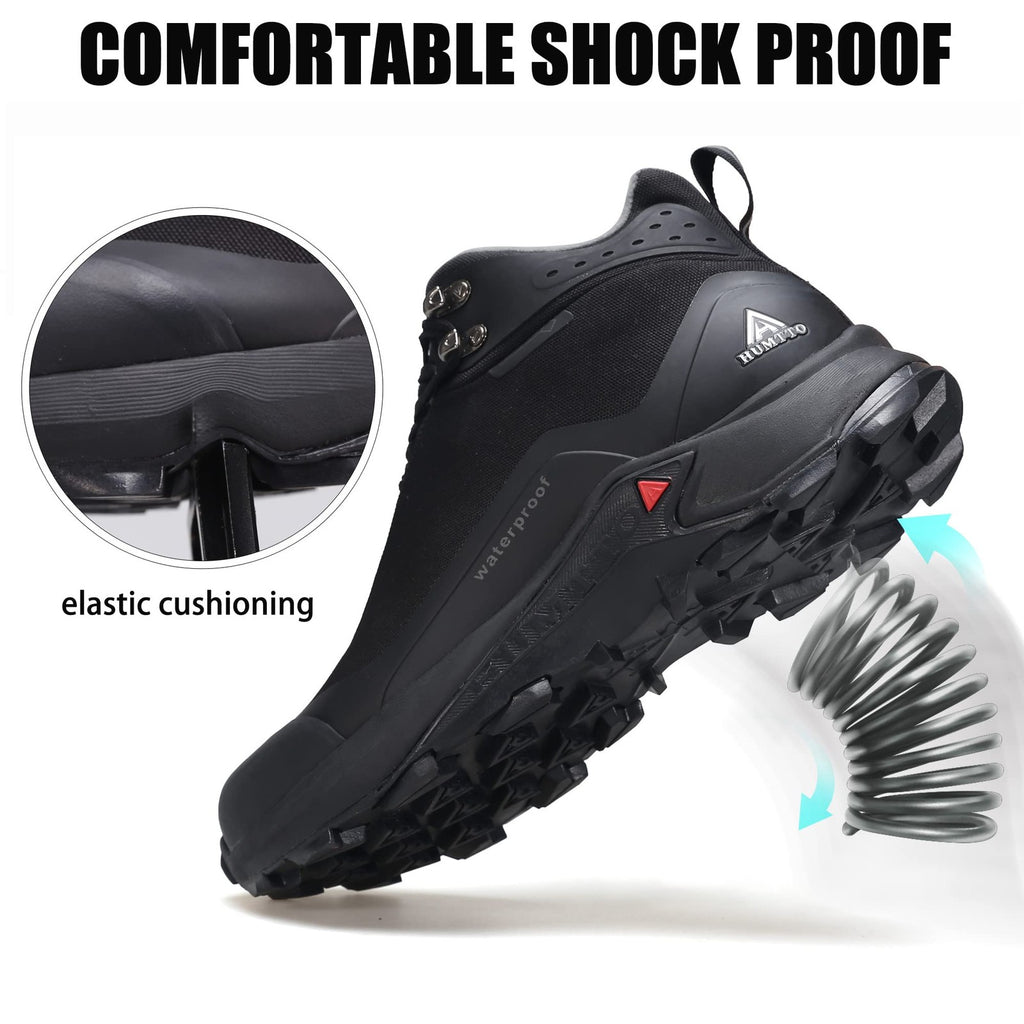 Men's HUMTTO All-Terrain Hiking Boots 10.5 Black Waterproof & Breathable