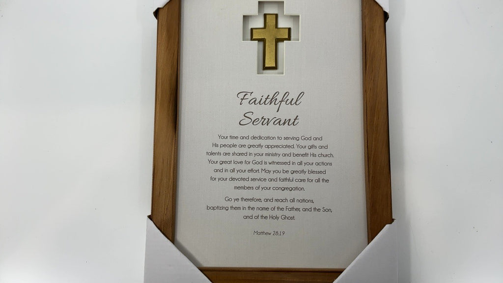 Inspirational Wall Art, 9x13 In, Faithful Servant, White & Brown