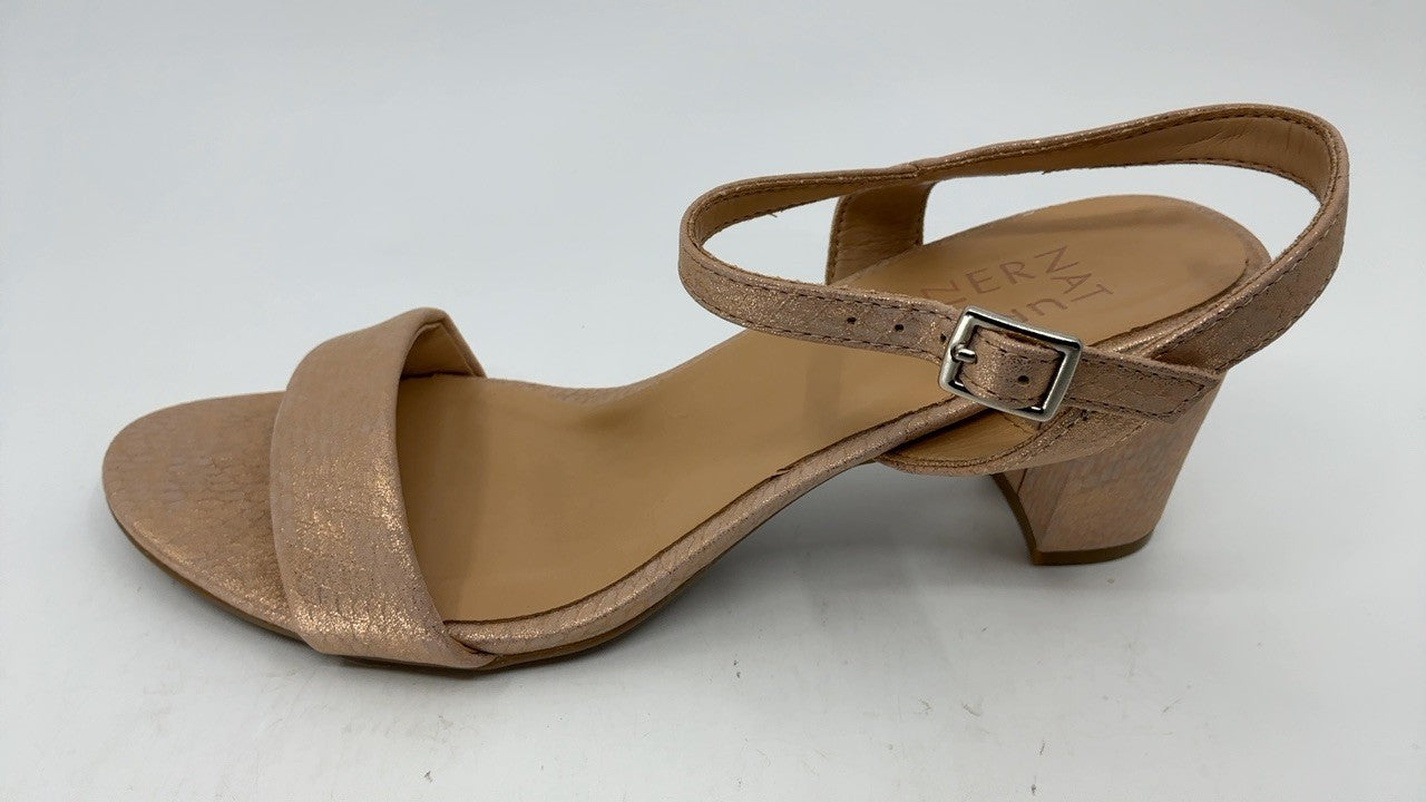 Naturalizer Bristol 9.5W Block Heel Sandal Blush Pink Metallic Snake