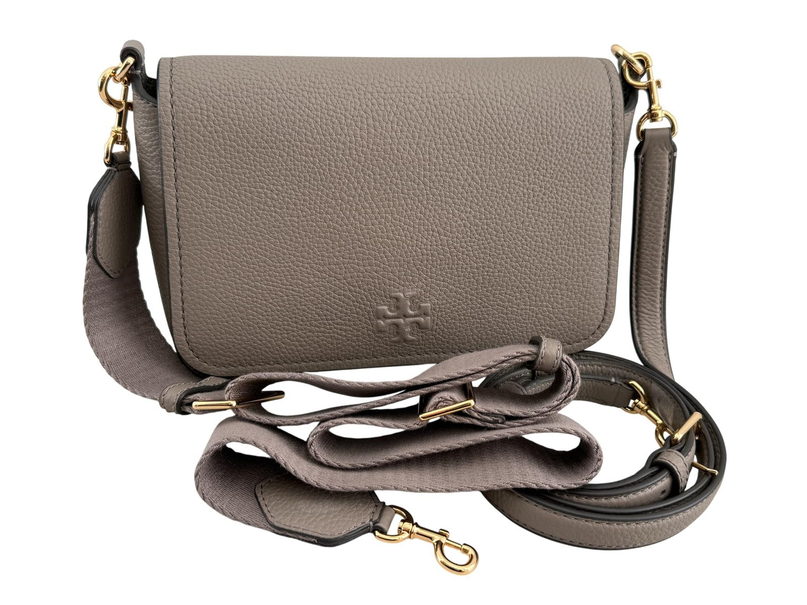 Tory Burch 144688 Thea Flap Grey Heron With Gold Hardware Women's Crossbody Bag