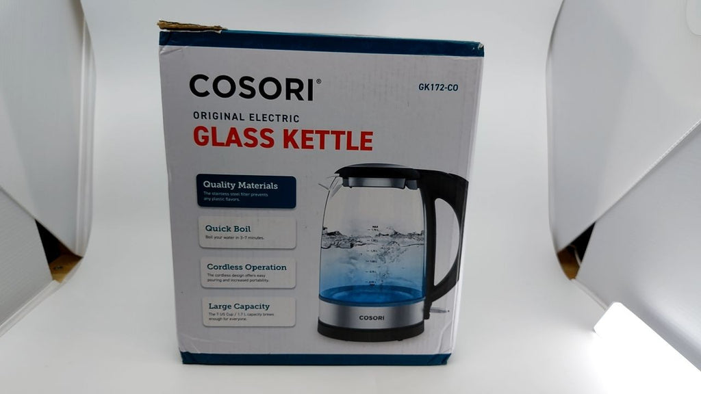 Borosilicate Glass Electric Kettle 1.7L, Black, 1500W, Auto Shut Off