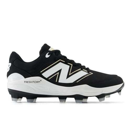 New Balance Men's Fresh Foam 3000 V7 Molded Baseball Shoe, Black/White, 10