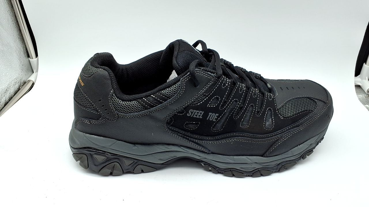 Skechers Cankton Steel Toe Work Shoe 13W Black/Charcoal Memory Foam