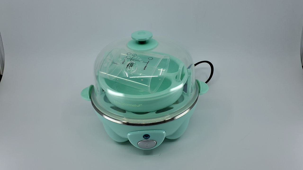 Elite Gourmet 7 Egg Electric Cooker w/ Auto Shut-Off & Buzzer, Mint