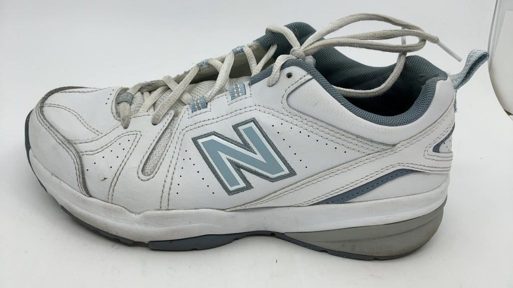 New Balance 608 V5 Women's Cross Trainer, White/Light Blue, Size 9 Wide