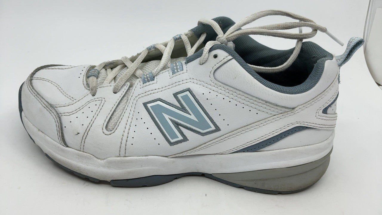 New Balance 608 V5 Women's Cross Trainer, White/Light Blue, Size 9 Wide