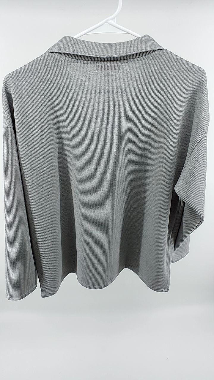 Full Size Johnny Collar Dropped Shoulder Sweater Plus Size