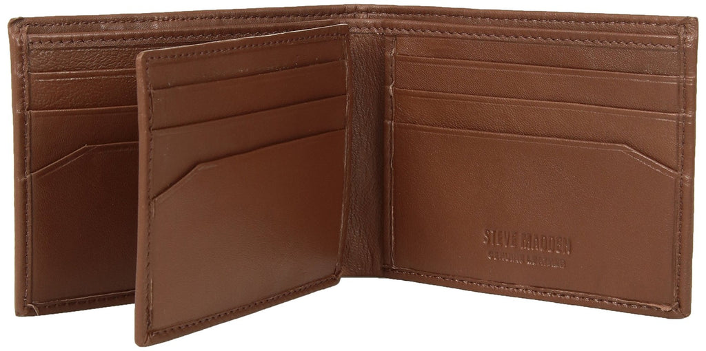 Men's Leather Wallet Extra Capacity, Cognac, Slim Design, One Size
