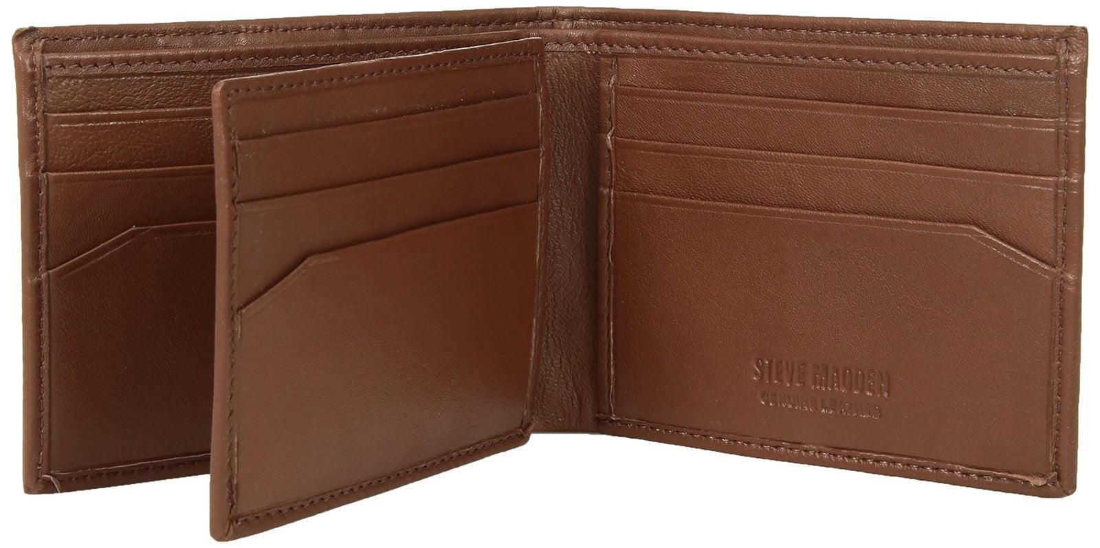 Men's Leather Wallet Extra Capacity, Cognac, Slim Design, One Size