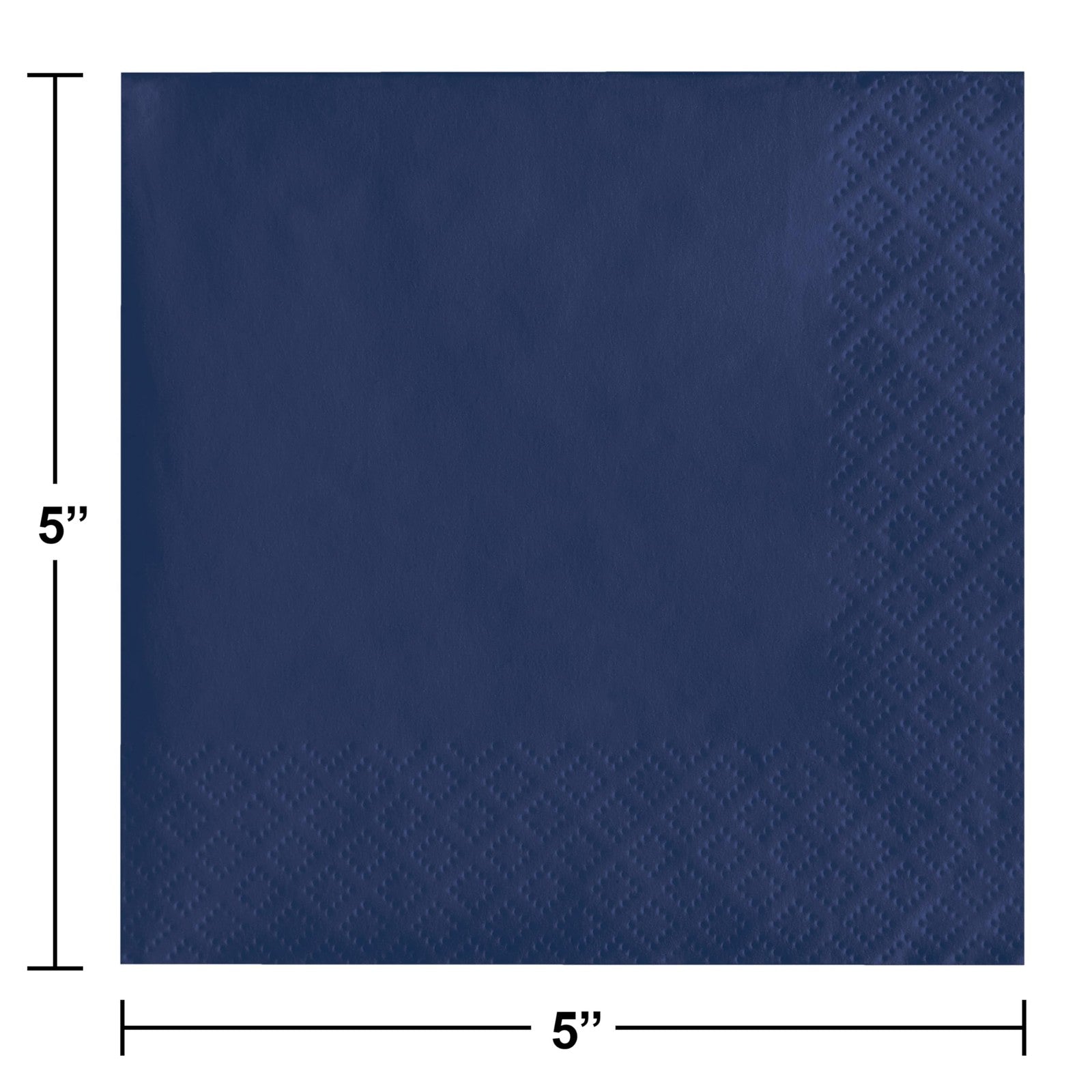 200 Count Navy Blue 2-Ply Paper Beverage Napkins 5" x 5"