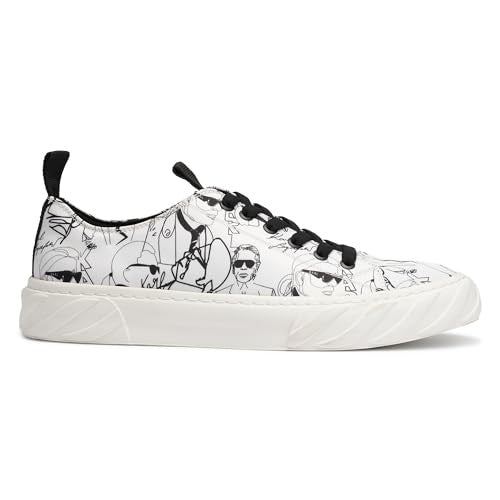 Karl Lagerfeld Paris Men's Logo Rubber Sole Low Top Sneaker, White, 9