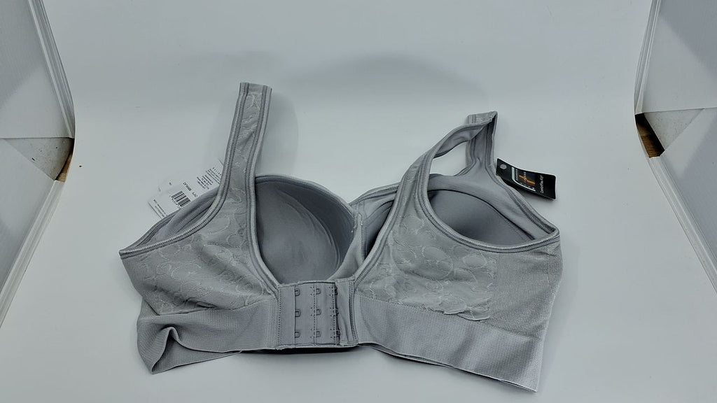 Bali Full-Coverage Wirefree Bra, Large, Moisture-Wicking, Grey Swirl