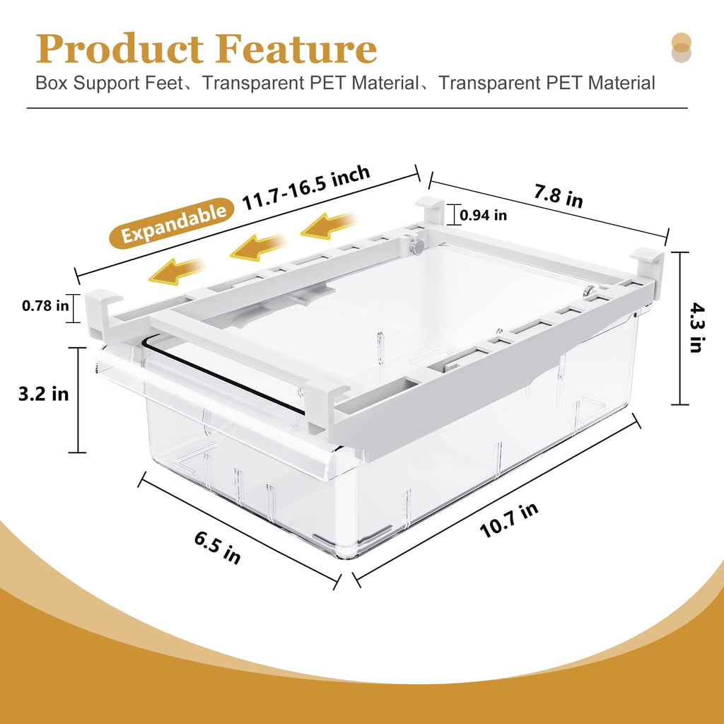 Refrigerator Drawer Organizer Set, 2 Pack, Food Storage, Fits 0.6 In Shelves