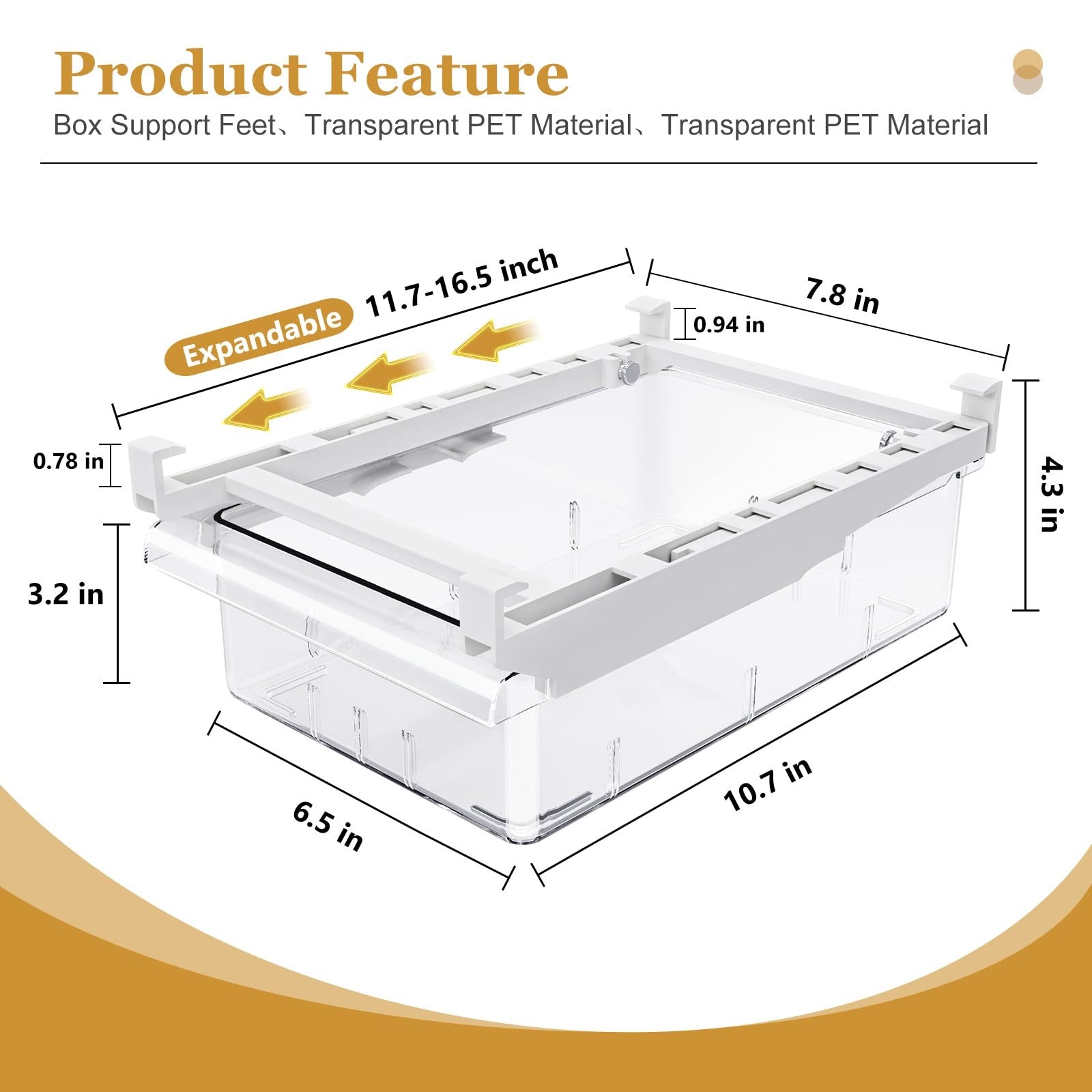 Refrigerator Drawer Organizer Set, 2 Pack, Food Storage, Fits 0.6 In Shelves