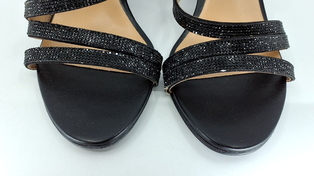 Naturalizer Womens Bridget4 Strappy Block Heel Dress Sandal Black Sparkle 10 M